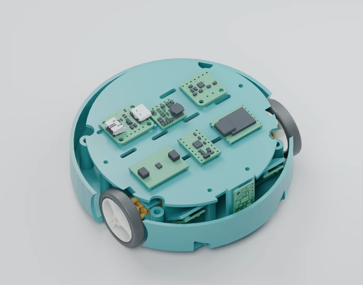 Open enclosure showing electronics deck